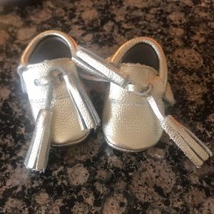 Size 1 gold moccasins